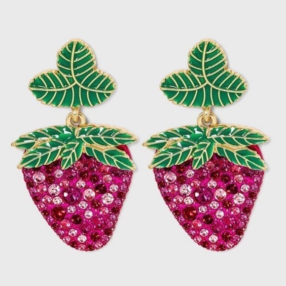 Sugarfix by Baublebar Berry Tale Strawberry Dangle Drop Statement Earrings - Picture 1 of 4